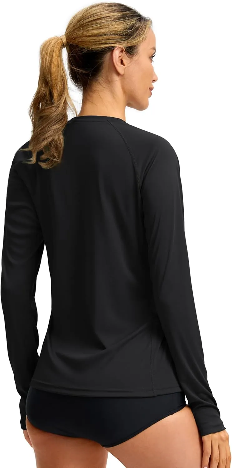 Viodia Rash Guard for Women UPF 50  SPF UV Long Sleeve Shirts Sun Protection Dri Fit Hiking Swim Shirt with Pockets
