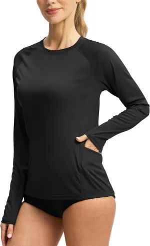 Viodia Rash Guard for Women UPF 50  SPF UV Long Sleeve Shirts Sun Protection Dri Fit Hiking Swim Shirt with Pockets