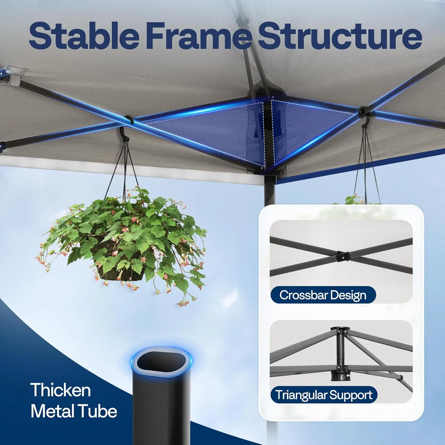 VIVOHOME 8x8ft Pop Up Canopy Tent with Sidewall and 6 Pockets, One Push Setup Outdoor Portable Shelter Tent Heavy Duty with Wheel Carry Bag and 4 Sandbags, Blue