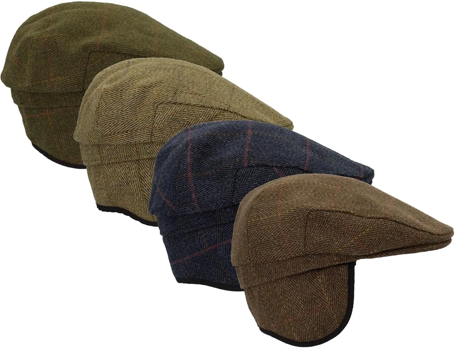 Walker and Hawkes - Derby Tweed Eddie Flat Cap w/Foldable Ear Flaps
