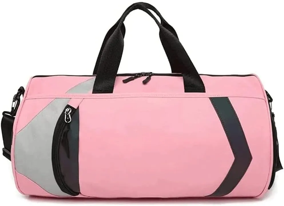 Water-Resistant Gym Bag with Shoe Compartment, Accessory Pockets, Small Overnight Travel Bag, Durable Sports Duffel Men Women(Pink)