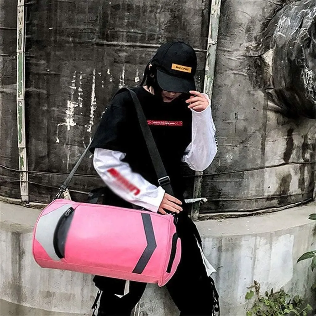 Water-Resistant Gym Bag with Shoe Compartment, Accessory Pockets, Small Overnight Travel Bag, Durable Sports Duffel Men Women(Pink)