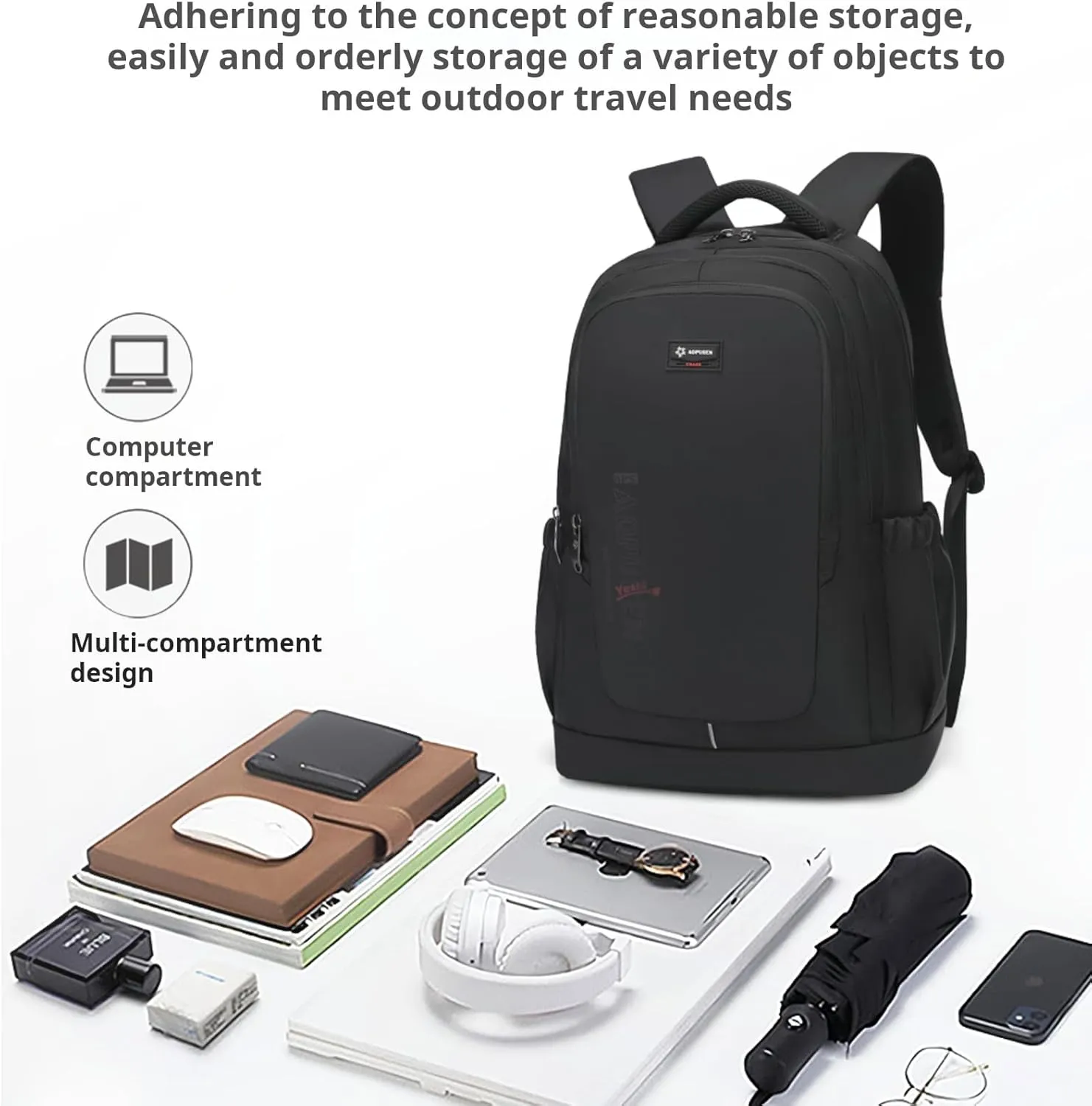 Water Resistant Laptop Backpack for Men and Women, Lightweight Casual Daypack with Multiple Compartments for Commuting, Travel, or Daily Use