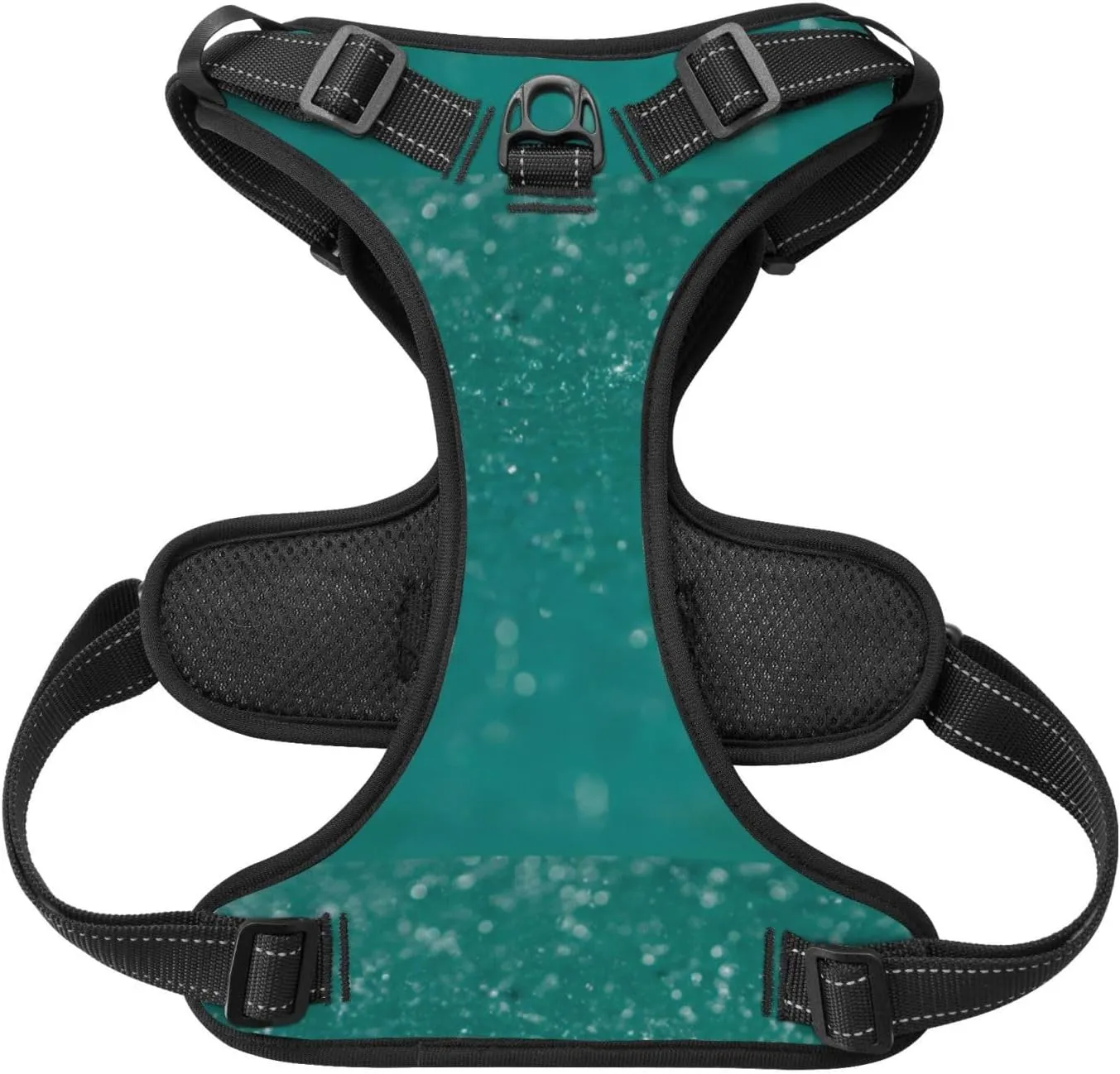 Water Splash Print No Pull Dog Harness, Adjustable Reflective Pet Harness No-Choke Pet Vest with 2 Leash Clips   1 Pet Leash for Small to Large Dogs