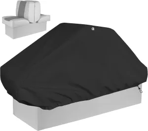 Waterproof Back-to-Back Boat Seat Cover - Heavy-Duty Oxford Fabric, Dustproof Marine Storage Protector for Pontoon, RV, Dock - 50x22x22 Inches (Black, Cover Only)