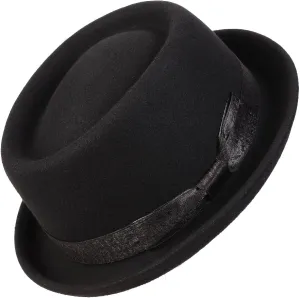 Wide Brim Pork Pie Hat 100% Wool Felt Hats Vintage Porkpie Derby Fedora