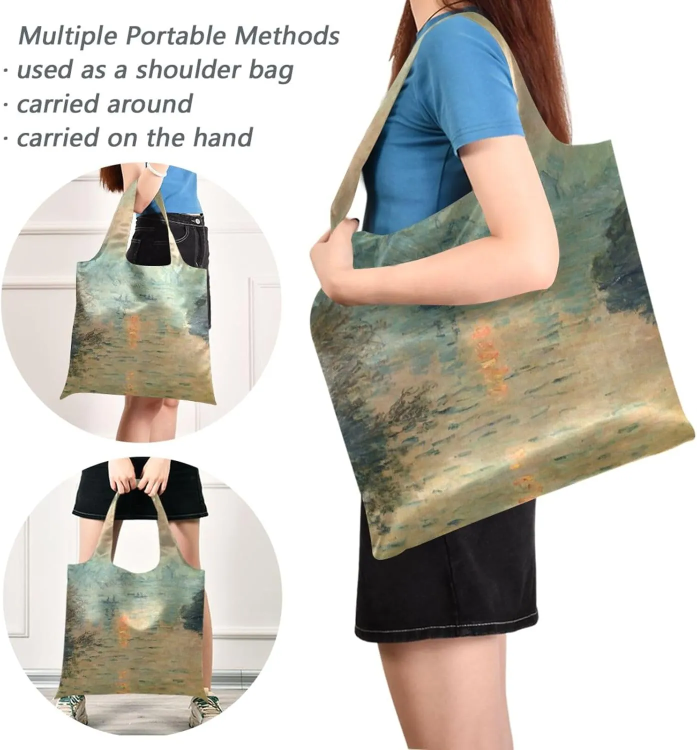 WIHVE Reusable Grocery Bag Foldable Shopping Tote Bag with Storage Pouch
