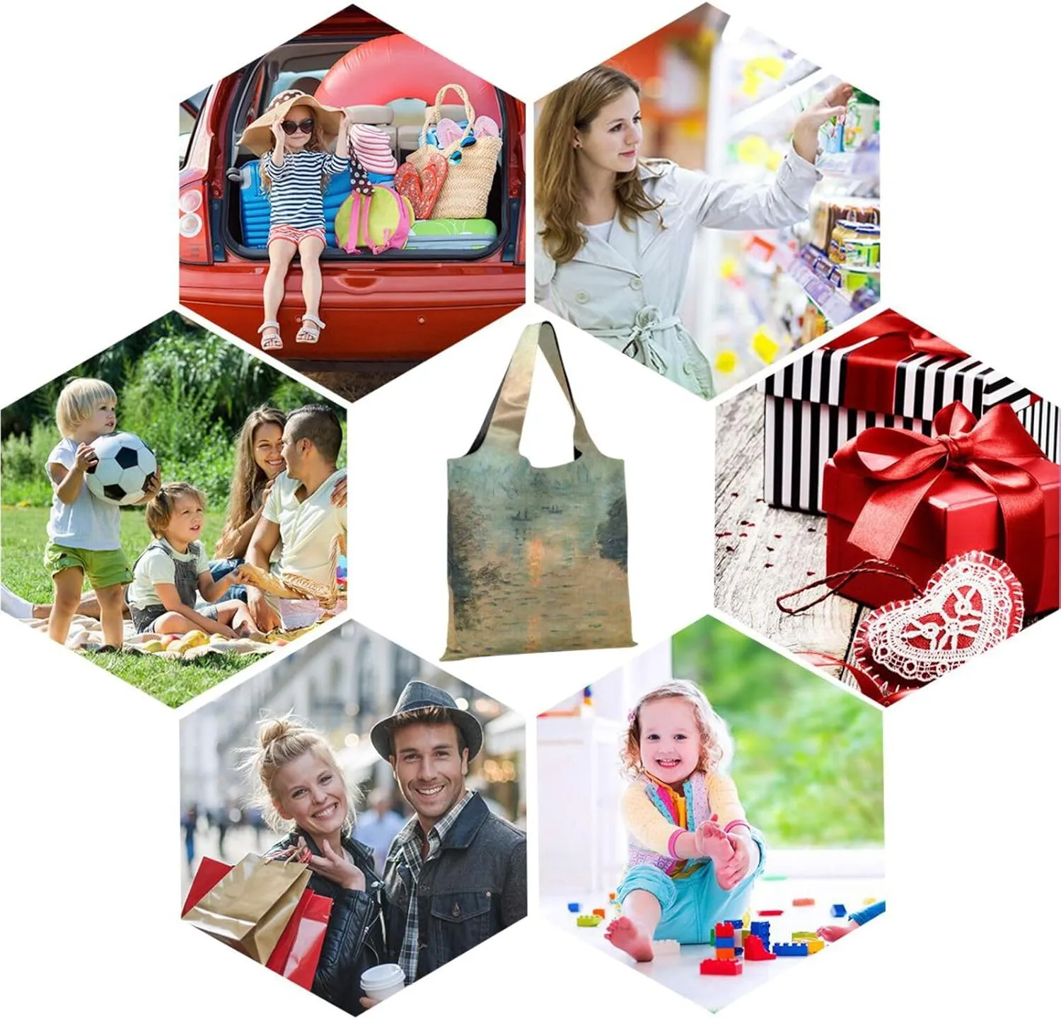 WIHVE Reusable Grocery Bag Foldable Shopping Tote Bag with Storage Pouch