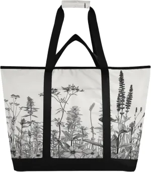 Wildflowers Reusable Insulated Cooler Bag with Ice Pack Compartment - Large 173L Waterproof Thermal Grocery Tote for Picnic Beach Camping Lunch Storage