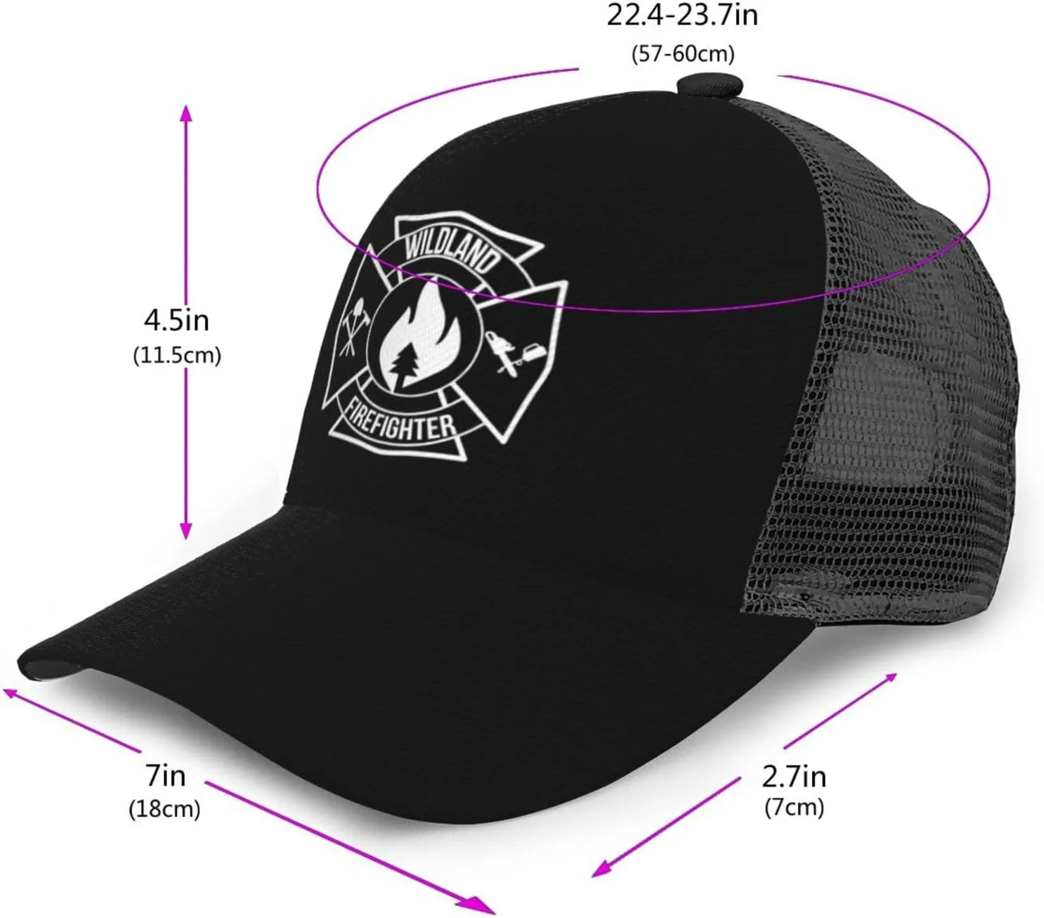 Wildland Firefighter Maltese Cross Mesh Baseball Cap Adjustable Twill Mesh Trucker Hat