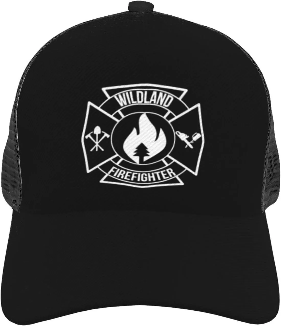 Wildland Firefighter Maltese Cross Mesh Baseball Cap Adjustable Twill Mesh Trucker Hat
