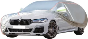 WOLWES Car Cover are Suitable for Alpina B5 Touring All-Weather Windproof, Snowproof, Rainproof, UV-Protected and Breathable All-Season Universal with Side Door Zip Oxford Cloth Car Cover (Color : Wh