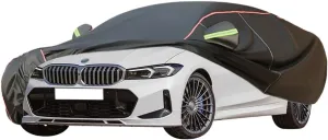 WOLWES Car Cover are Suitable for Alpina D3 Saloon All-Weather Windproof, Snowproof, Rainproof, UV-Protected and Breathable All-Season Universal with Side Door Zip Oxford Cloth Car Cover (Color : Bla