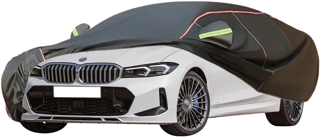WOLWES Car Cover are Suitable for Alpina D3 Saloon All-Weather Windproof, Snowproof, Rainproof, UV-Protected and Breathable All-Season Universal with Side Door Zip Oxford Cloth Car Cover (Color : Bla