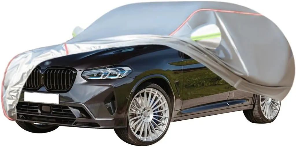WOLWES Car Cover are Suitable for Alpina XD3 SUV All-Weather Windproof, Snowproof, Rainproof, UV-Protected and Breathable All-Season Universal with Side Door Zip Oxford Cloth Car Cover (Color : White