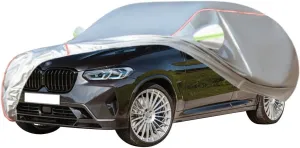 WOLWES Car Cover are Suitable for Alpina XD3 SUV All-Weather Windproof, Snowproof, Rainproof, UV-Protected and Breathable All-Season Universal with Side Door Zip Oxford Cloth Car Cover (Color : White