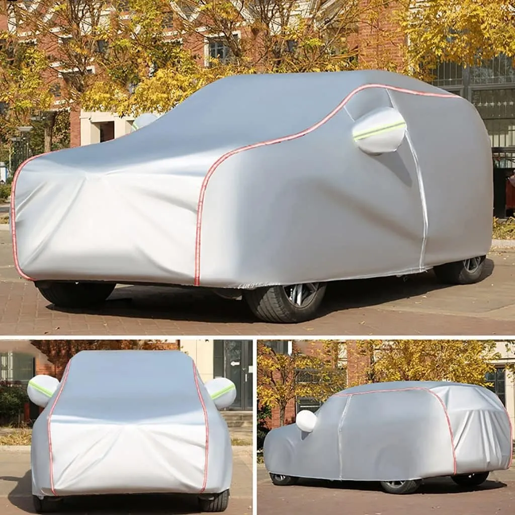 WOLWES Car Cover are Suitable for Alpina XD3 SUV All-Weather Windproof, Snowproof, Rainproof, UV-Protected and Breathable All-Season Universal with Side Door Zip Oxford Cloth Car Cover (Color : White