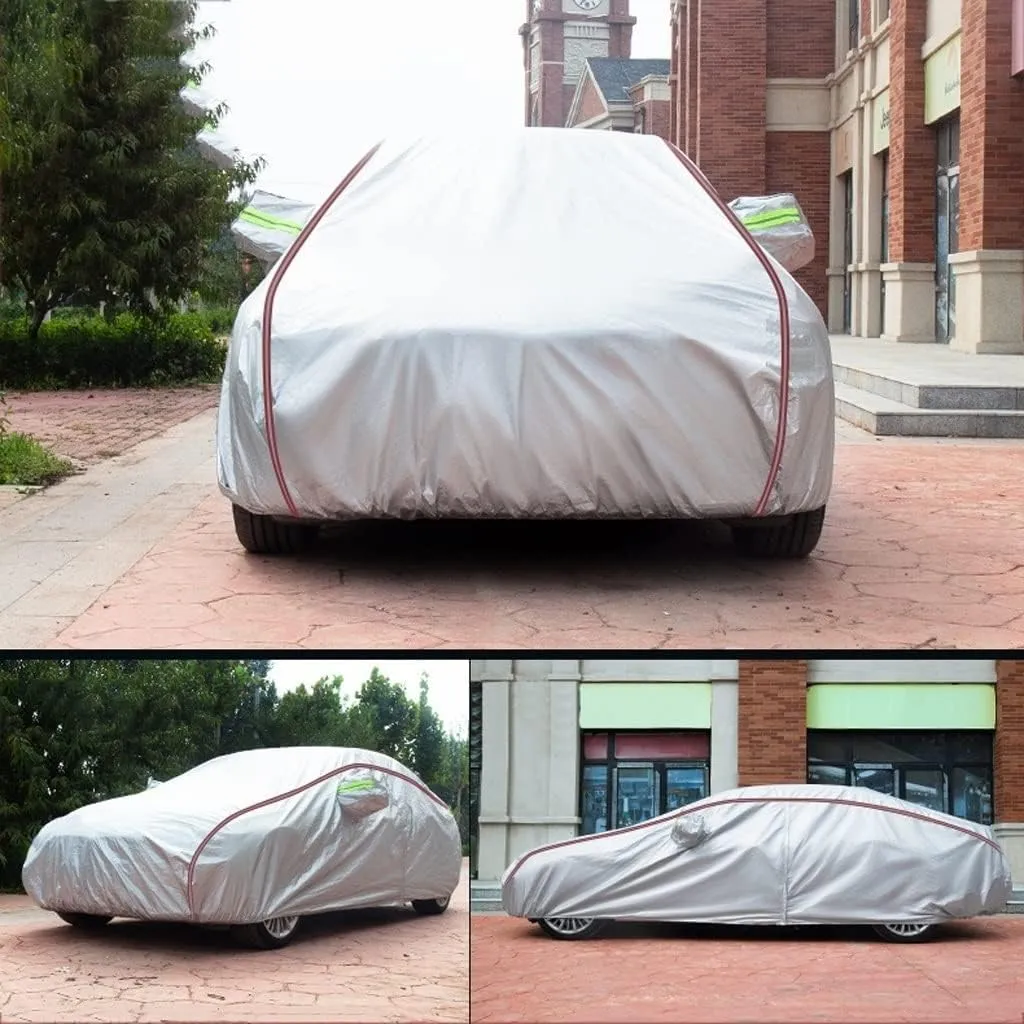 WOLWES Car Cover are Suitable for BMW M5 All-Weather Windproof, Snowproof, Rainproof, UV-Protected and Breathable All-Season Universal with Side Door Zip Oxford Cloth Car Cover (Color : White)