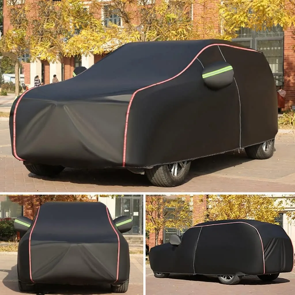 WOLWES Car Cover are Suitable for Citroen Ami All-Weather Windproof, Snowproof, Rainproof, UV-Protected and Breathable All-Season Universal with Side Door Zip Oxford Cloth Car Cover (Color : Black)