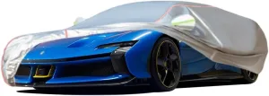 WOLWES Car Cover Are Suitable For Ferrari SF90 Spider/SF90 Stradale All-weather Windproof, Snowproof, Rainproof, UV-protected And Breathable All-season Universal With Side Door Zip Oxford Cloth Car Co