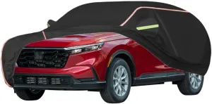 WOLWES Car Cover are Suitable for Honda CR-V All-Weather Windproof, Snowproof, Rainproof, UV-Protected and Breathable All-Season Universal with Side Door Zip Oxford Cloth Car Cover (Color : Black)