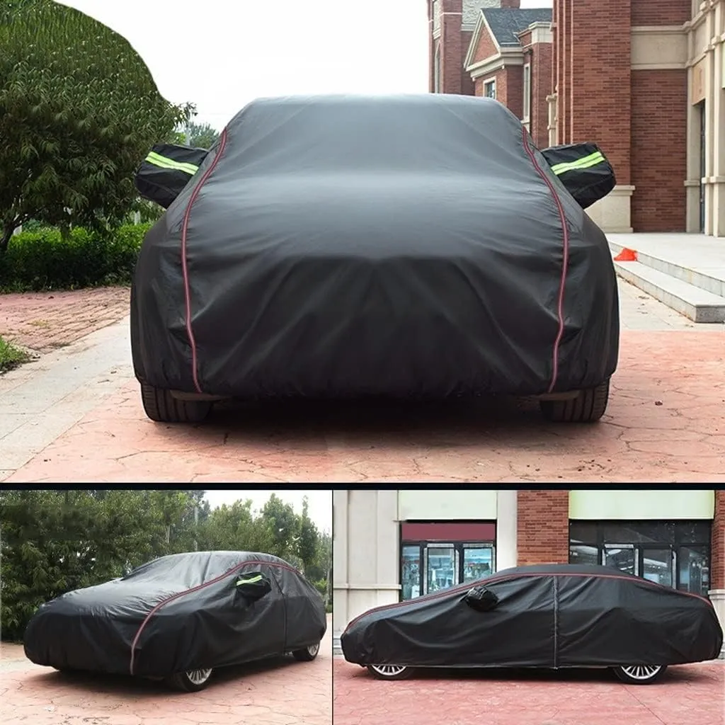 WOLWES Car Cover are Suitable for Infiniti Q50 All-Weather Windproof, Snowproof, Rainproof, UV-Protected and Breathable All-Season Universal with Side Door Zip Oxford Cloth Car Cover (Color : Black)