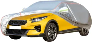 WOLWES Car Cover are Suitable for Kia XCeed All-Weather Windproof, Snowproof, Rainproof, UV-Protected and Breathable All-Season Universal with Side Door Zip Oxford Cloth Car Cover (Color : White)