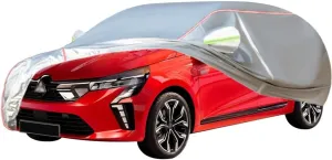 WOLWES Car Cover are Suitable for Mitsubishi Colt All-Weather Windproof, Snowproof, Rainproof, UV-Protected and Breathable All-Season Universal with Side Door Zip Oxford Cloth Car Cover (Color : Whit