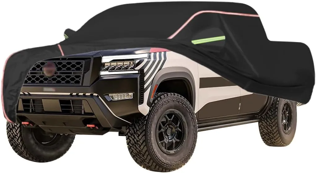 WOLWES Car Cover are Suitable for Nissan Frontier All-Weather Windproof, Snowproof, Rainproof, UV-Protected and Breathable All-Season Universal with Side Door Zip Oxford Cloth Car Cover (Color : Blac