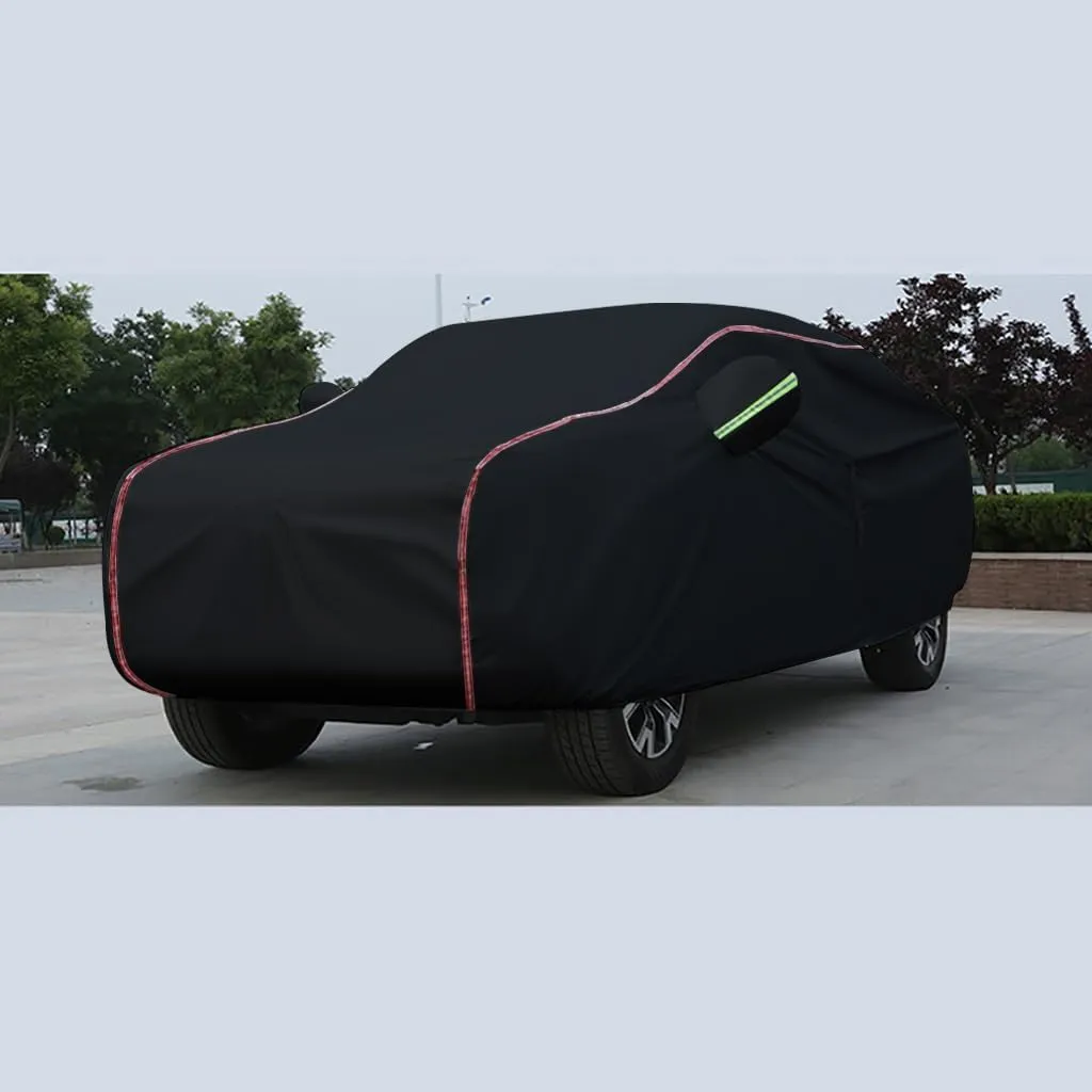 WOLWES Car Cover are Suitable for Nissan Frontier All-Weather Windproof, Snowproof, Rainproof, UV-Protected and Breathable All-Season Universal with Side Door Zip Oxford Cloth Car Cover (Color : Blac