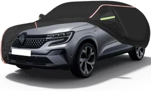 WOLWES Car Cover are Suitable for Renault Austral All-Weather Windproof, Snowproof, Rainproof, UV-Protected and Breathable All-Season Universal with Side Door Zip Oxford Cloth Car Cover (Color : Blac