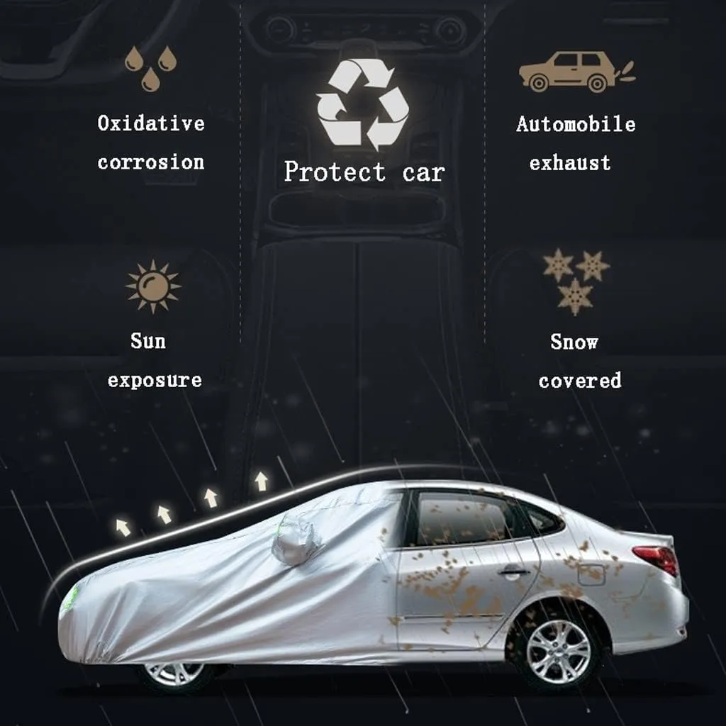 WOLWES Car Cover are Suitable for VW ID.7 Pro All-Weather Windproof, Snowproof, Rainproof, UV-Protected and Breathable All-Season Universal with Side Door Zip Oxford Cloth Car Cover (Color : Black,
