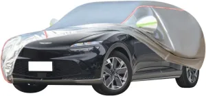 WOLWES Car Covers are Suitable for Genesis GV60 2023-2024 All-Weather Windproof, Snowproof, Rainproof, UV-Protected and Breathable All-Season Universal with Side Door Zip Oxford Cloth Car Covers (Col