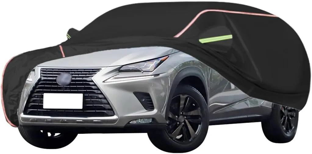 WOLWES Car Covers are Suitable for Lexus NX 300 2018-2021 All-Weather Windproof, Snowproof, Rainproof, UV-Protected and Breathable All-Season Universal with Side Door Zip Oxford Cloth Car Covers (Col