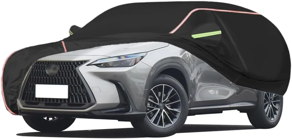 WOLWES Car Covers are Suitable for Lexus NX 350h 2022-2024 All-Weather Windproof, Snowproof, Rainproof, UV-Protected and Breathable All-Season Universal with Side Door Zip Oxford Cloth Car Covers (Co