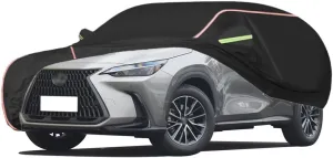 WOLWES Car Covers are Suitable for Lexus NX 350h 2022-2024 All-Weather Windproof, Snowproof, Rainproof, UV-Protected and Breathable All-Season Universal with Side Door Zip Oxford Cloth Car Covers (Co