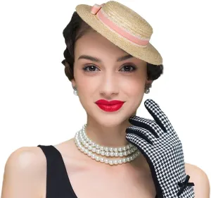 Women Bowknot Straw Hat Summer Fedoras Boater Summer Beach Sun Hat Cowgirl Fishing Hat Jazz Hat