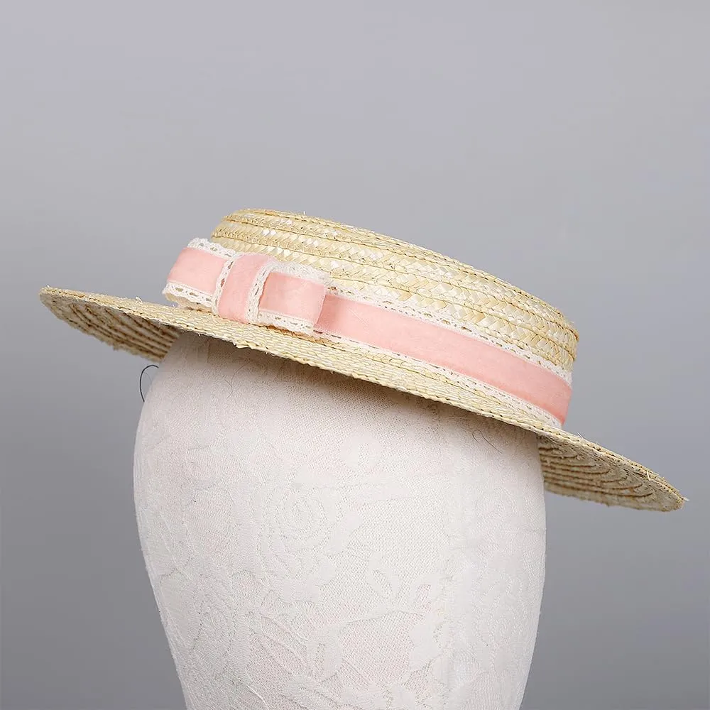 Women Bowknot Straw Hat Summer Fedoras Boater Summer Beach Sun Hat Cowgirl Fishing Hat Jazz Hat