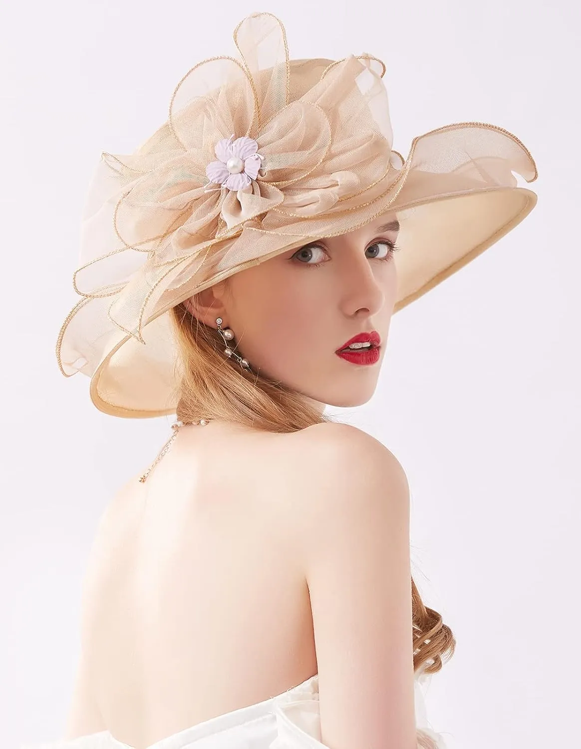 Women Organza Church Kentucky Hat Fascinator Cocktail Tea Party Derby Sun Hats