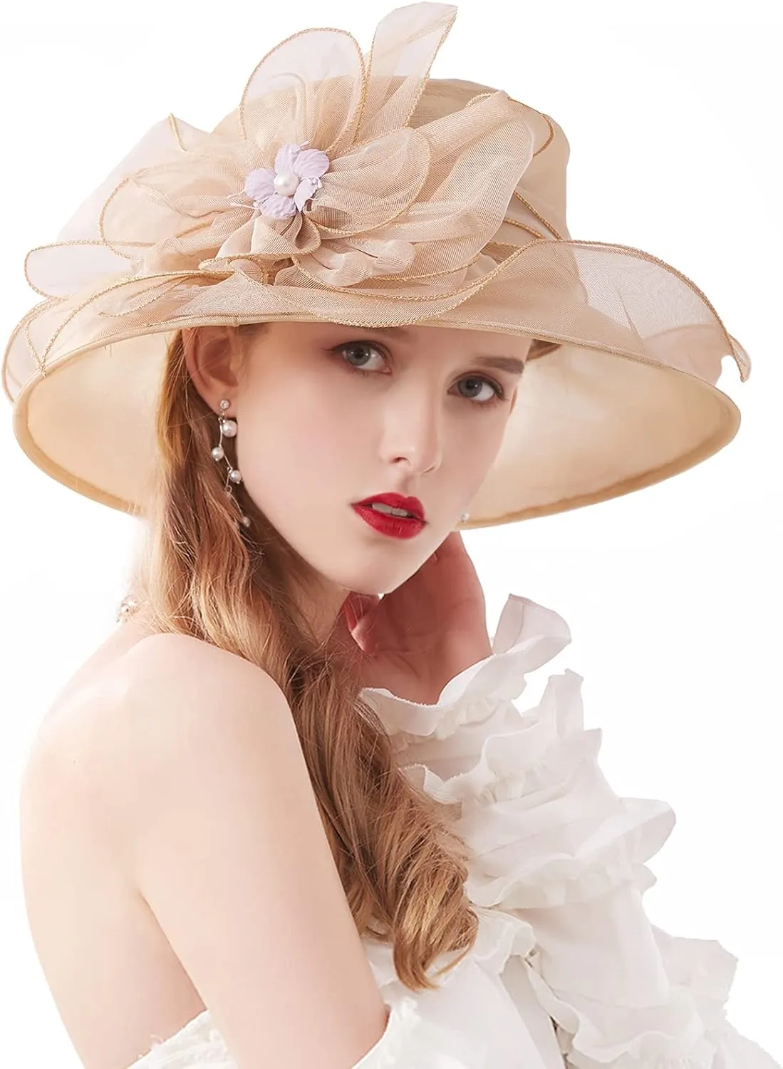 Women Organza Church Kentucky Hat Fascinator Cocktail Tea Party Derby Sun Hats
