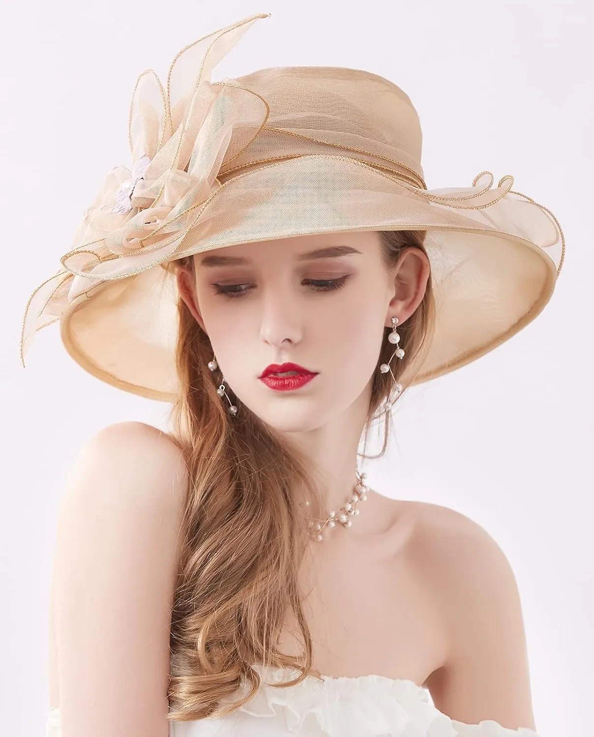 Women Organza Church Kentucky Hat Fascinator Cocktail Tea Party Derby Sun Hats