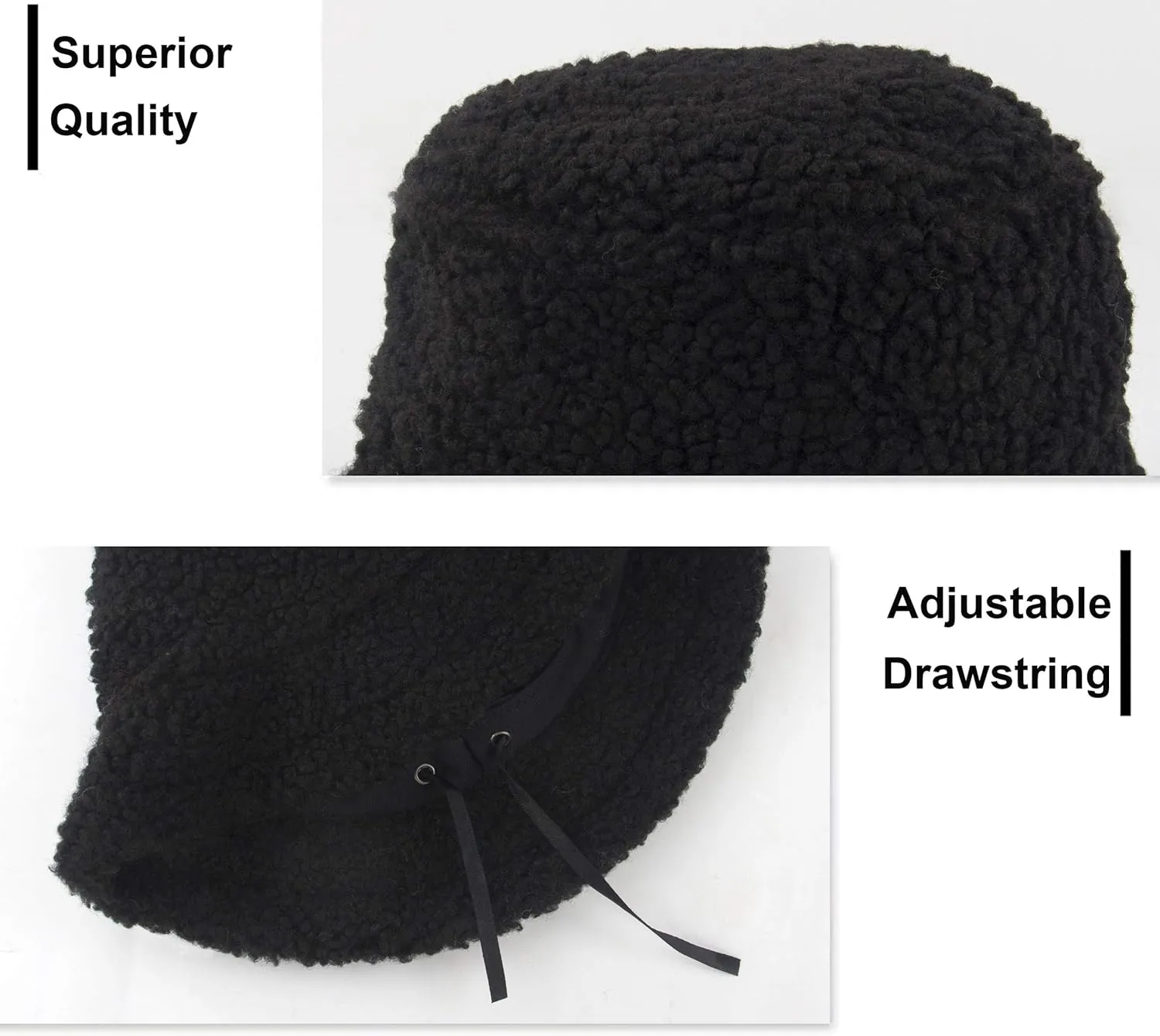 Women Winter Bucket Hat Warm Hats Cloche Faux Fur Fisherman Cap
