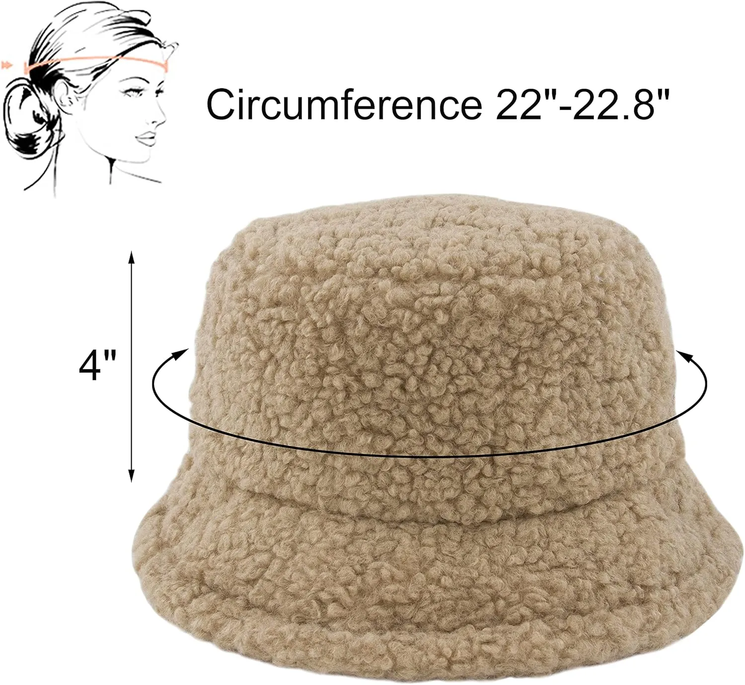 Women Winter Bucket Hat Warm Hats Cloche Faux Fur Fisherman Cap