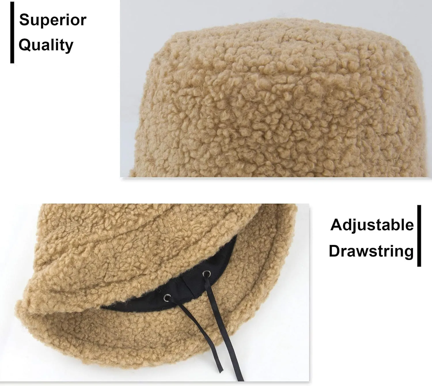 Women Winter Bucket Hat Warm Hats Cloche Faux Fur Fisherman Cap