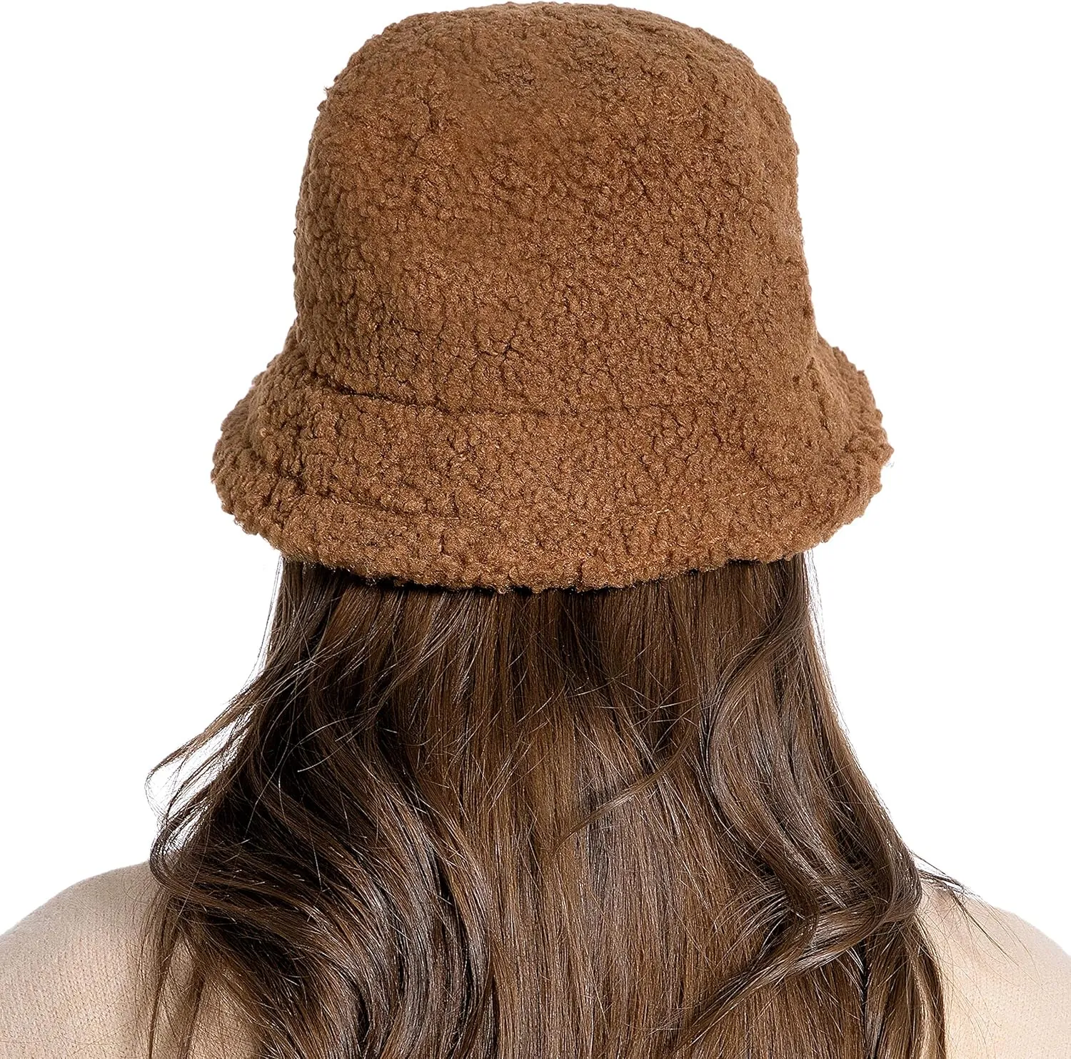 Women Winter Bucket Hat Warm Hats Cloche Faux Fur Fisherman Cap