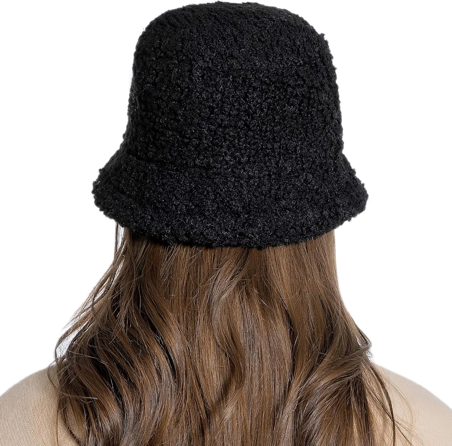 Women Winter Bucket Hat Warm Hats Cloche Faux Fur Fisherman Cap