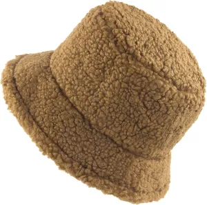 Women Winter Bucket Hat Warm Hats Cloche Faux Fur Fisherman Cap