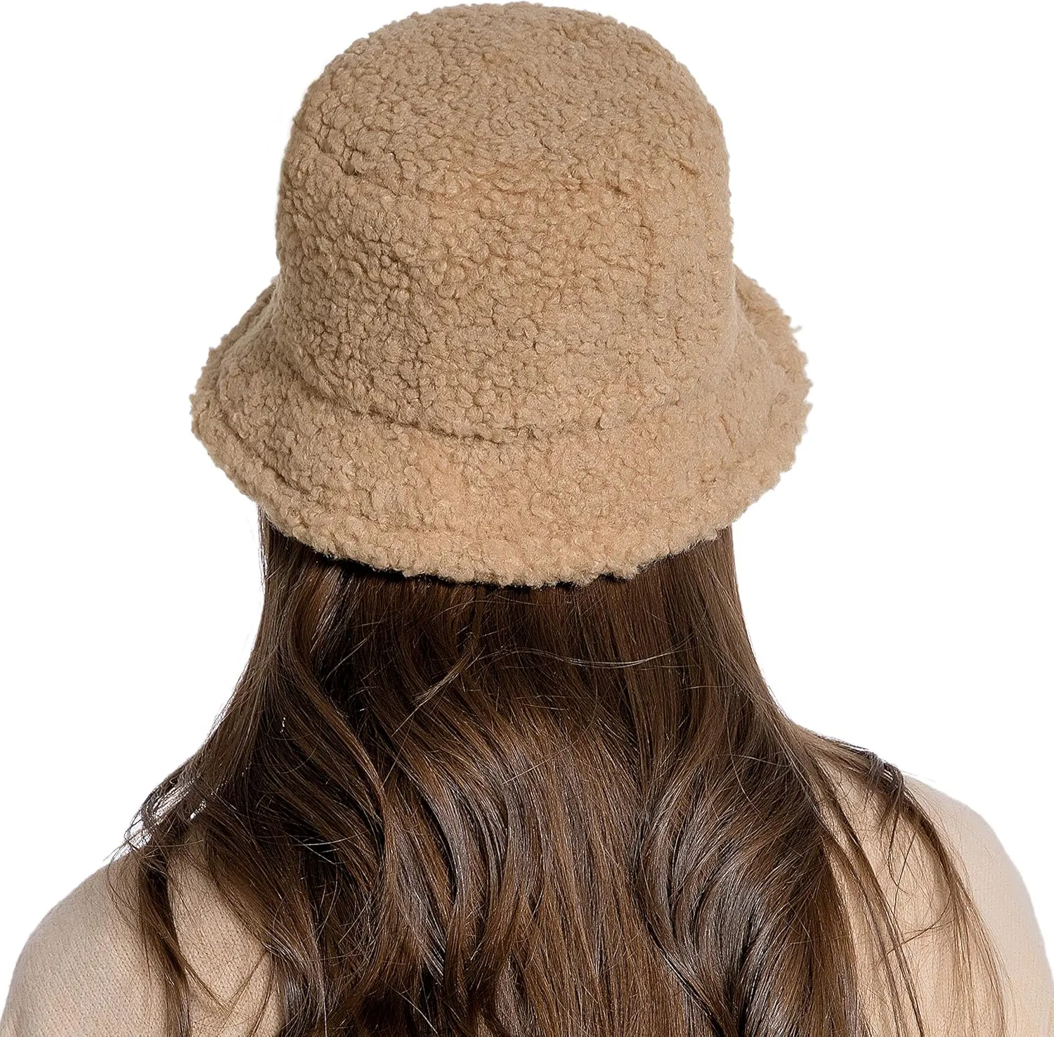 Women Winter Bucket Hat Warm Hats Cloche Faux Fur Fisherman Cap