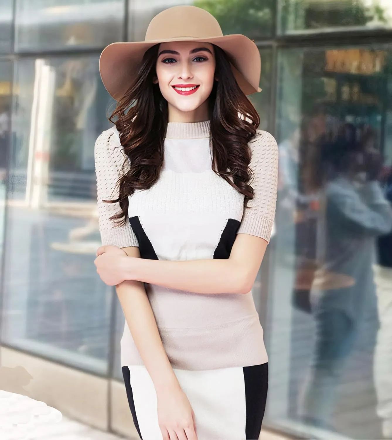 Women's 100% Wool Foldable Wide Brim Retro Fedora Floppy Felt Bowler Hat