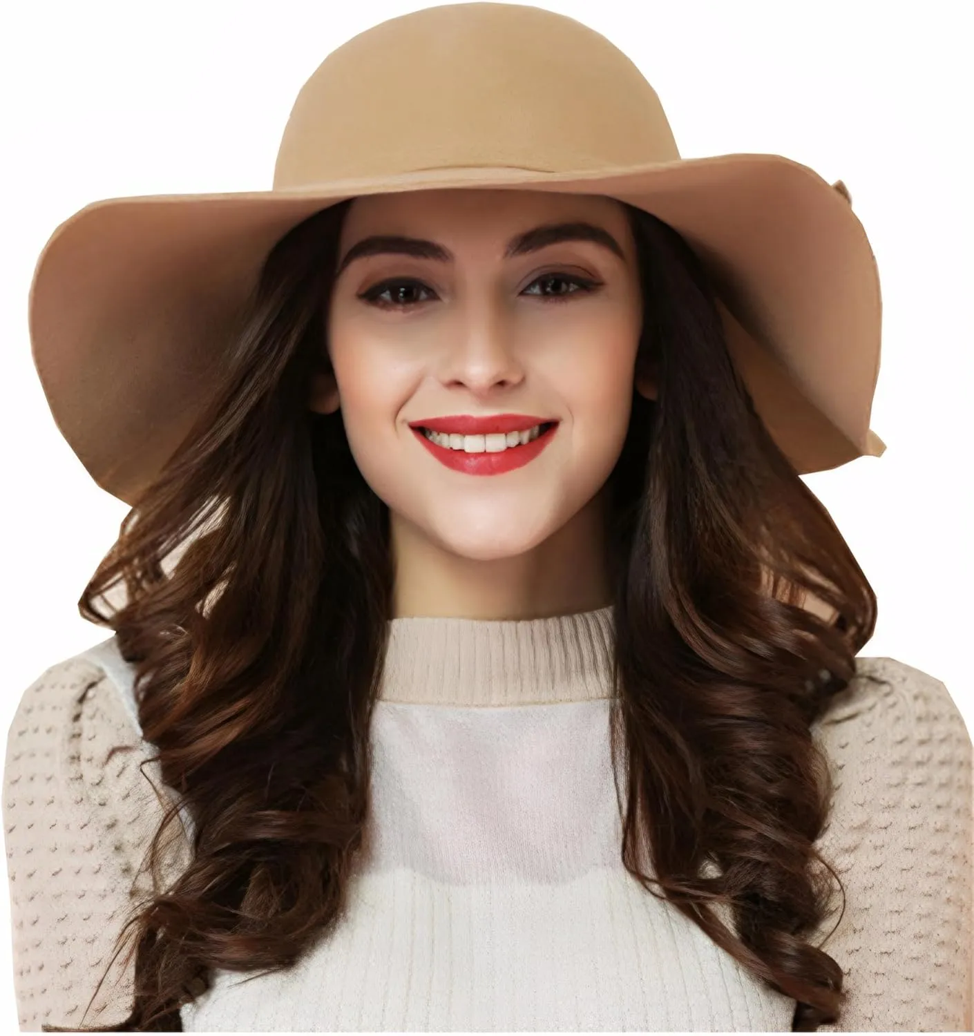 Women's 100% Wool Foldable Wide Brim Retro Fedora Floppy Felt Bowler Hat